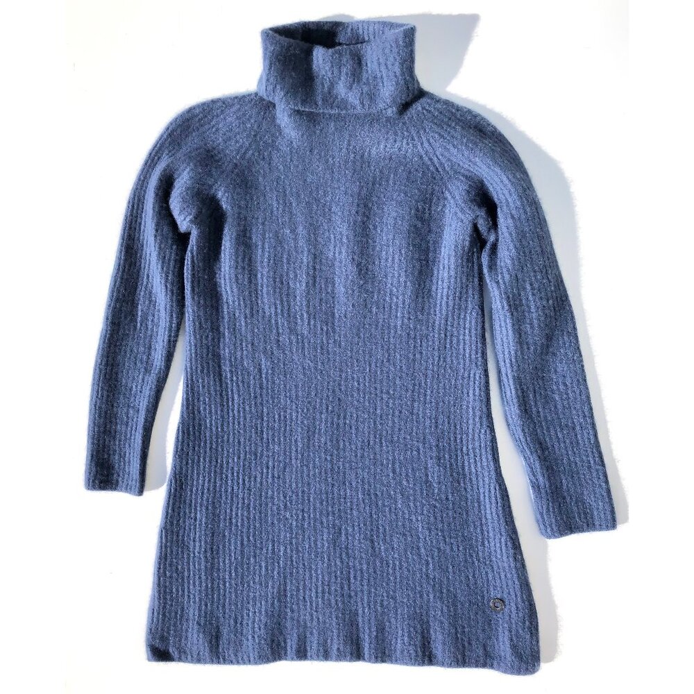 Loro Piana baby cashmere sweater women size 38 cornflower blue turtleneck ribbed